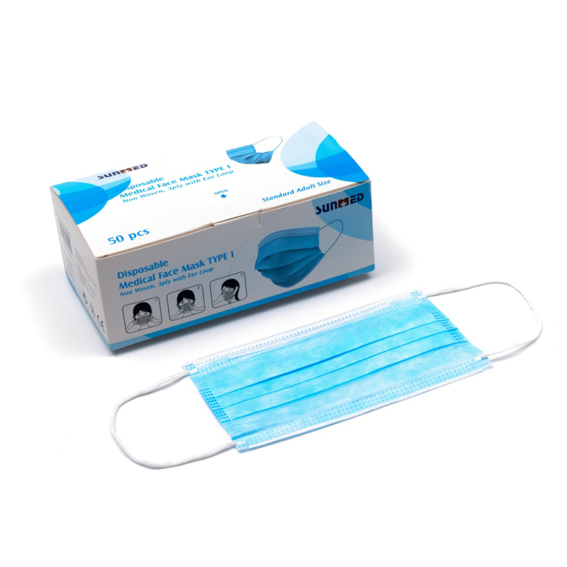 Engangs non-woven 3-lags medisinsk ansiktsmaske 