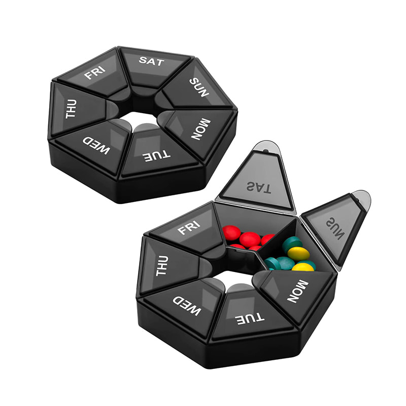 Bærbar ekstra stor ukentlig pilleorganisator for medisin 