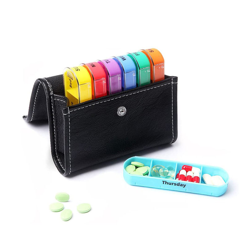 Morsdagsgave Ukentlig Pill Organizer med PU-veske 