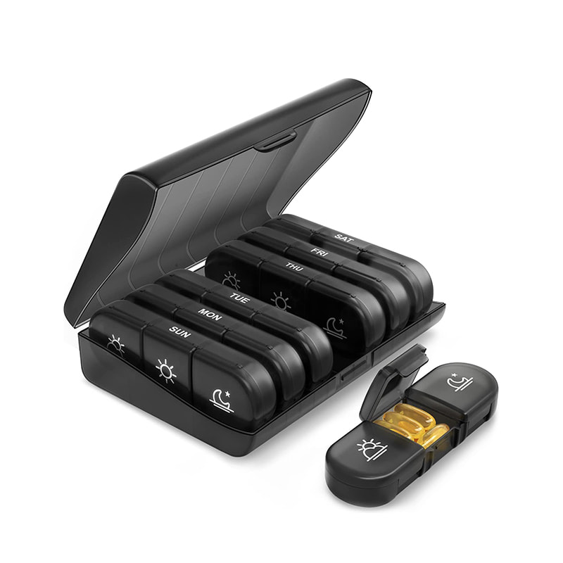 Kompakt Slitesterk Travel Daily Weekly Pill Organizer 