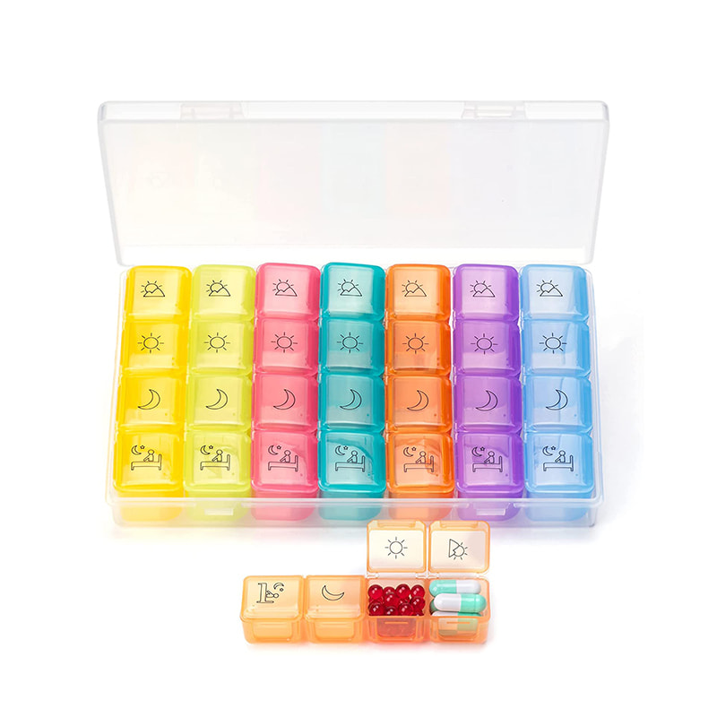 Bærbar daglig ukentlig medisinepilleetui 