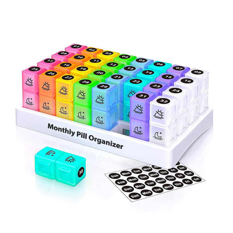 Husholdningenes fargerike 2 ganger om dagen månedlig pilleplanlegger 