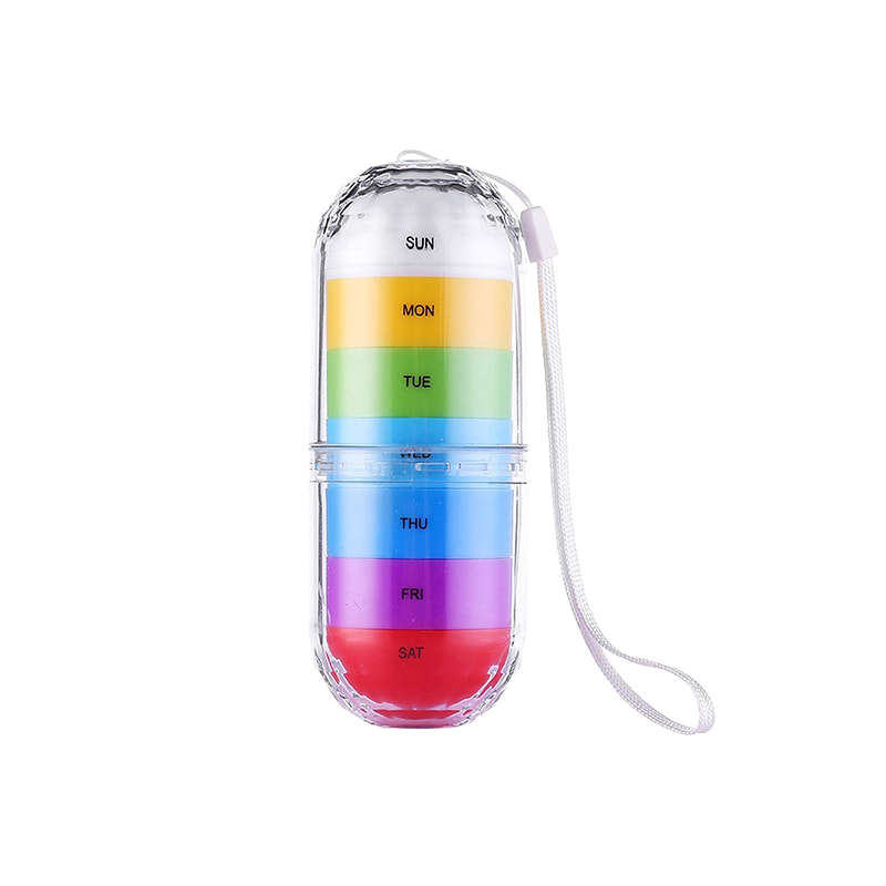 Rainbow 7 Day Waterproof Medisin Pill Organizer 