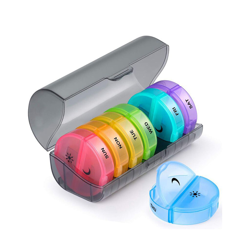 Bærbar Black Daily Plastic Pill Organizer for vitamin 