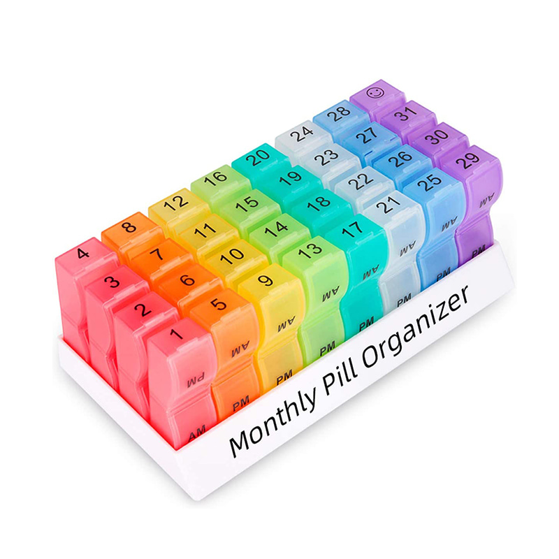 Gjenbrukbar månedlig ukentlig daglig pilledispenser for reiser 